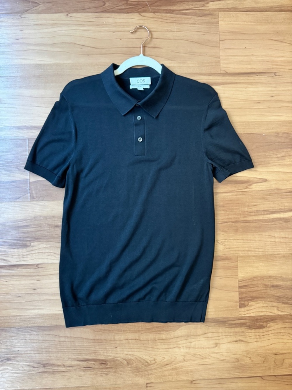COS Black Short-Sleeve Knit Polo